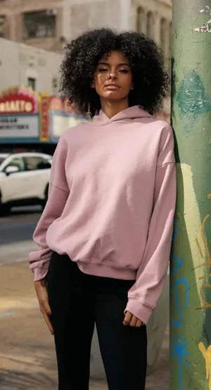 Lazy Sunday by Cali 1850 Oversized Fleece Hoodie with Side Pockets Pink XL thumbnail 1
