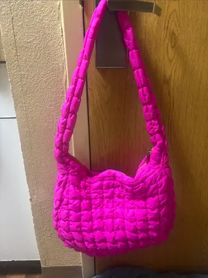 Hot Pink Padded Quilted Crossbody Shoulder Bag Fuchsia Pink Neon Barbie E-Girl thumbnail 5