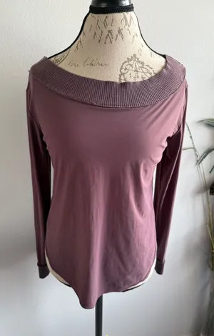 FP Movement Long Sleeve Top Ribbed‎ Neckline XS Athleisure Mauve Purple thumbnail 1