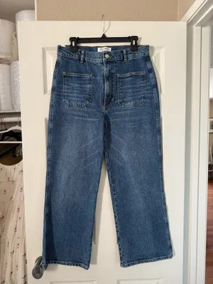 Reformation Alyssa Stretch High Rise Wide Leg Cropped Jeans thumbnail 3