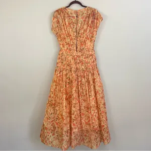 NWT Acler Bicknell Shirred Printed Metallic-Cotton‎ Maxi Dress Size 4 thumbnail 11