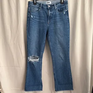 PAIGE Colette‎ Crop Flare Jeans Blaine Destructed Medium Wash Distress 28 thumbnail 3