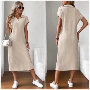 SheIn Cream Midi Fleece Texture Collared Dress Small thumbnail 7