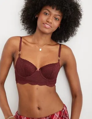 Aerie Real Power Paisley Lace Balconette Bra Royal Berry Size 34C thumbnail 1