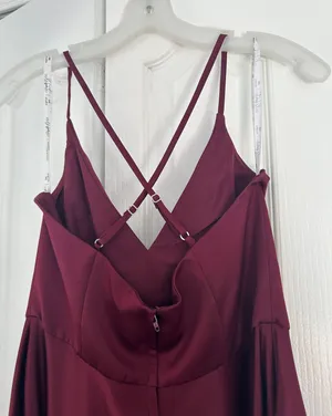 David's Bridal Dark Red/maroon Satin Dress thumbnail 5