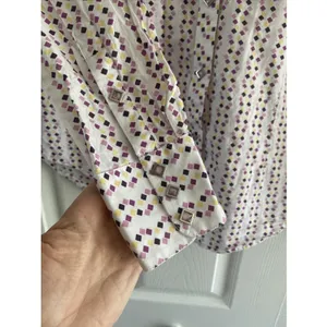 Ariat Western Pearl Snap Shirt Womens M Purple Yellow Diamond Print Cotton Top thumbnail 4