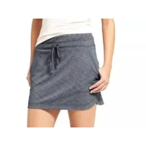Athleta Techie Terry Mini Skirt Womens L Heather Gray Drawstring Pockets UPF 30 thumbnail 2
