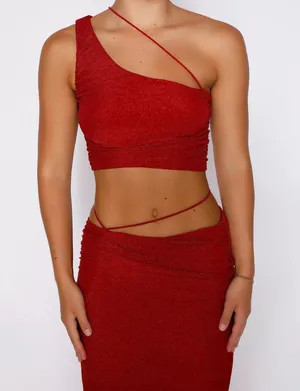 Tiger Mist Berry Red Shimmer Sparkle Pearlie Top Skirt Set thumbnail 7