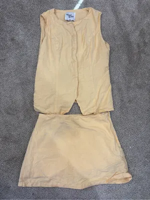 Paper Heart Linen Blend Vest and Skort Set Light Yellow Medium Linen Set thumbnail 1