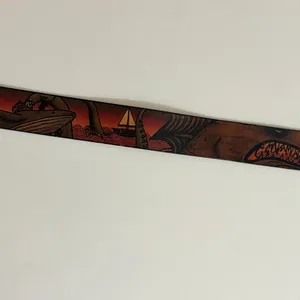 Unisex JON WYE Leather Paisley Belt Western Retro Made in USA Men Women 46.5" thumbnail 4