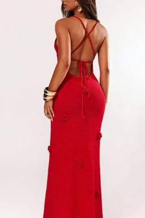 Red knit maxi dress  thumbnail 2