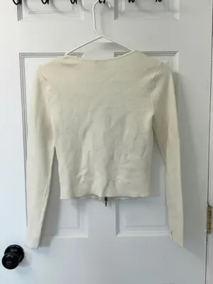 Abercrombie & Fitch White Zip Up Long Sleeve Shirt thumbnail 9