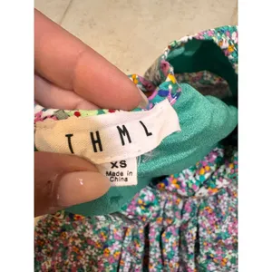 THML Floral Smocked Waist V-Neck Mini‎ Dress Multicolor XS thumbnail 3