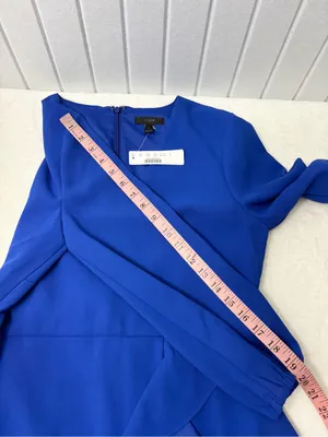 J. Crew Cobalt Royal Blue‎ Long-Sleeve ruffle-front dress Size 6 NEW thumbnail 9