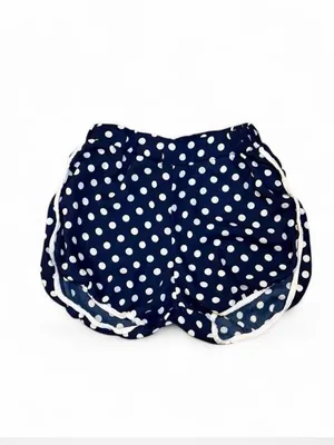 Vintage Navy Polka Dot Athletic Shorts with White Trim Piping thumbnail 2
