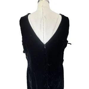 VTG Scott McClintock Black Velvet Maxi Dress Sz 12 USA Made Sleeveless Slit thumbnail 8