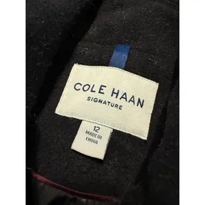 Cole Haan Signature Black Wool Blend Wing‎ Collar Hidden Button Coat Womens 12 thumbnail 4