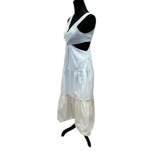 Endless Rose Cottage Midi Dress SMALL Cut Out Waist Ruffle Cotton Designer $110 thumbnail 7