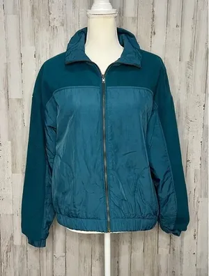 Wild Fable Women's Teal Sherpa‎ Bomber Jacket Size Small Zip Closure thumbnail 1