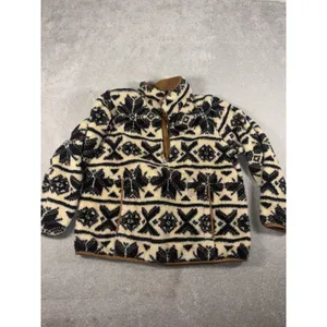 Carhartt‎ Women's Loose Fit Fleece Pullover Oat Milk/Black Fairisle Size L thumbnail 2