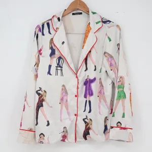 Sheshow Pajama Set Womens XS Eras Tour Taylor Swift Graphic White Satin thumbnail 1