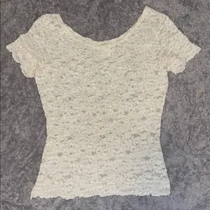 Victoria’s Secret Sheer Lace Top – Ivory Floral | Coquette • Romantic • Feminine thumbnail 1