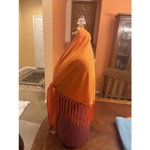 Unbranded Fringed Shawl Orange Wrap thumbnail 5