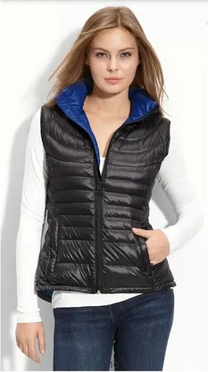 Bernardo Quilted Goose Down Puffer Vest Black Women's Size M thumbnail 1