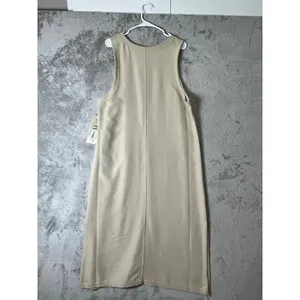 Vintage Tan Sleeveless‎ Dress Minimalist Grandma Cottagecore Lagenlook 14 New thumbnail 3