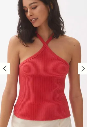 Anthropologie Ribbed Red Halter Tank thumbnail 1