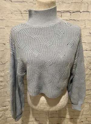 Altar’d State Top Adult Blue Crop Long Sleeve Knit Sweater Women’s Small thumbnail 1