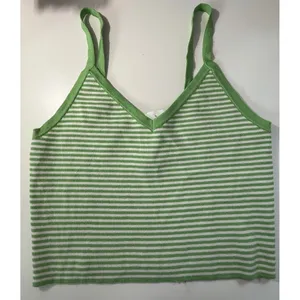 LA Hearts Green White Striped Knit Crop Tank Top V-Neck Camisole‎ Medium thumbnail 3