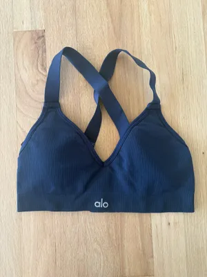Alo Yoga Navy Seamless Ribbed Set thumbnail 8