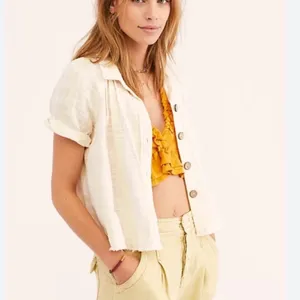 FREE PEOPLE Away At Sea Striped Shirt Top Medium thumbnail 2