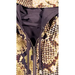 Reversible Hooded Vest Women's Snake Print‎ Brown Zip Pockets Outdoor Casual thumbnail 4