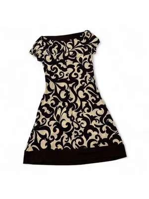 Brown and cream printed dress thumbnail 6