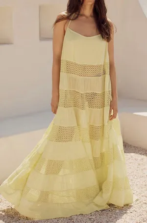 Anthropologie Sheer Lace Tiered Maxi Dress, Size XL thumbnail 1
