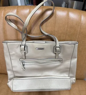 Dana Buchman Metallic Gold Pebbled Tote W Silver Hardware thumbnail 1