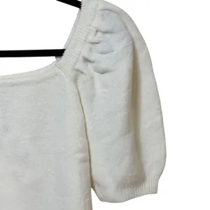 English Factory Cream Short Puff Sleeve Square Neck Sweater TL185T Small NWT thumbnail 4