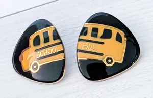 Vintage Stud Earrings - Large School Bus Teacher Bus Driver Theme Educator thumbnail 1