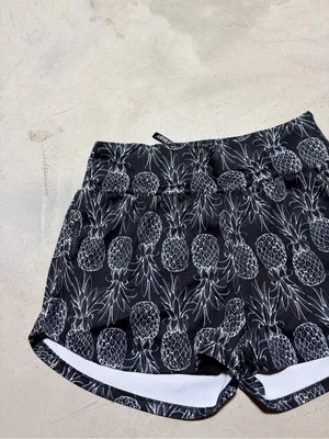 Love fitness Women's Black Pineapple Print Athletic Shorts medium thumbnail 5