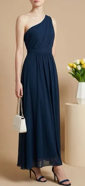 AZAZIE One Shoulder Navy Blue Maxi Dress Size XS thumbnail 1