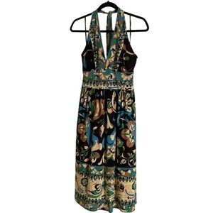 Jones New York Y2K Halter Midi Dress Paisley Floral Silk-Look Cottagecore 10 thumbnail 11