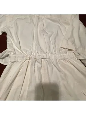 Free Assembly cream linen blend shorts romper jumpsuit belt button front Sz S thumbnail 14