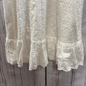 Lulu's Sincere Sweetheart White Cream Eyelet Lace Ruffled Midi Dress Size Medium thumbnail 10