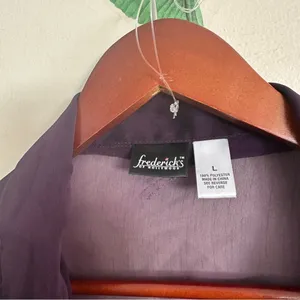 Vintage Sheer Purple Button Up Top Size L thumbnail 3