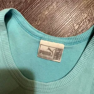 Y2K Puma Ribbed Crop‎ Tank Top Aqua Blue Fitted Sleeveless Top Size L thumbnail 2