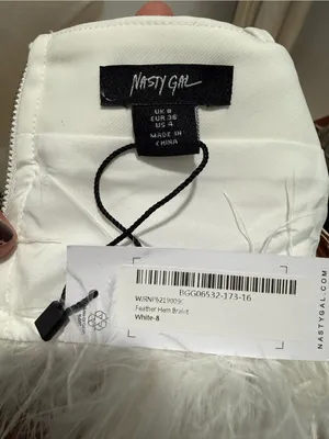 Nasty Gal White Feather-Trim V-Neck Camisole thumbnail 6