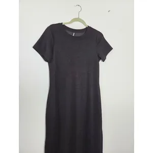 Lepunuo Black T-shirt Dress Super Soft Pockets Comfy Side Slits Casual Basic M thumbnail 2