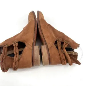 Free People Landslide Tan Bootie Ankle Boot Braided Leather Cutout Size 40‎ Tan thumbnail 4